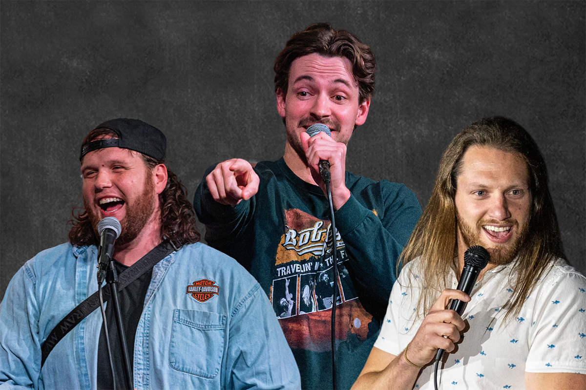 three men with microphones